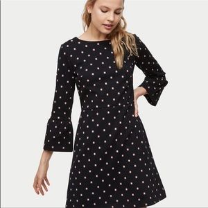 Ann Taylor Loft Sun Floral Bell Sleeve Black Dress 8